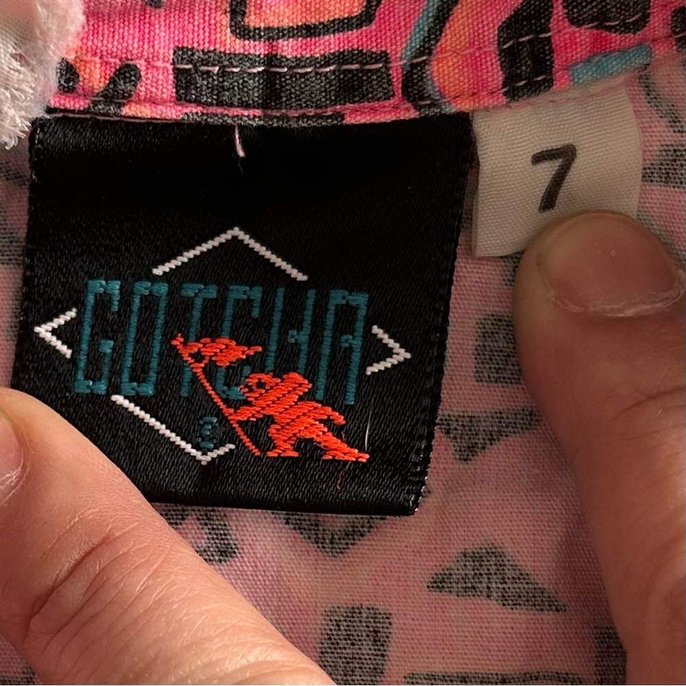 Gotcha girls Pink and black geometric patterned button-up shirt - Picture 5 of 6